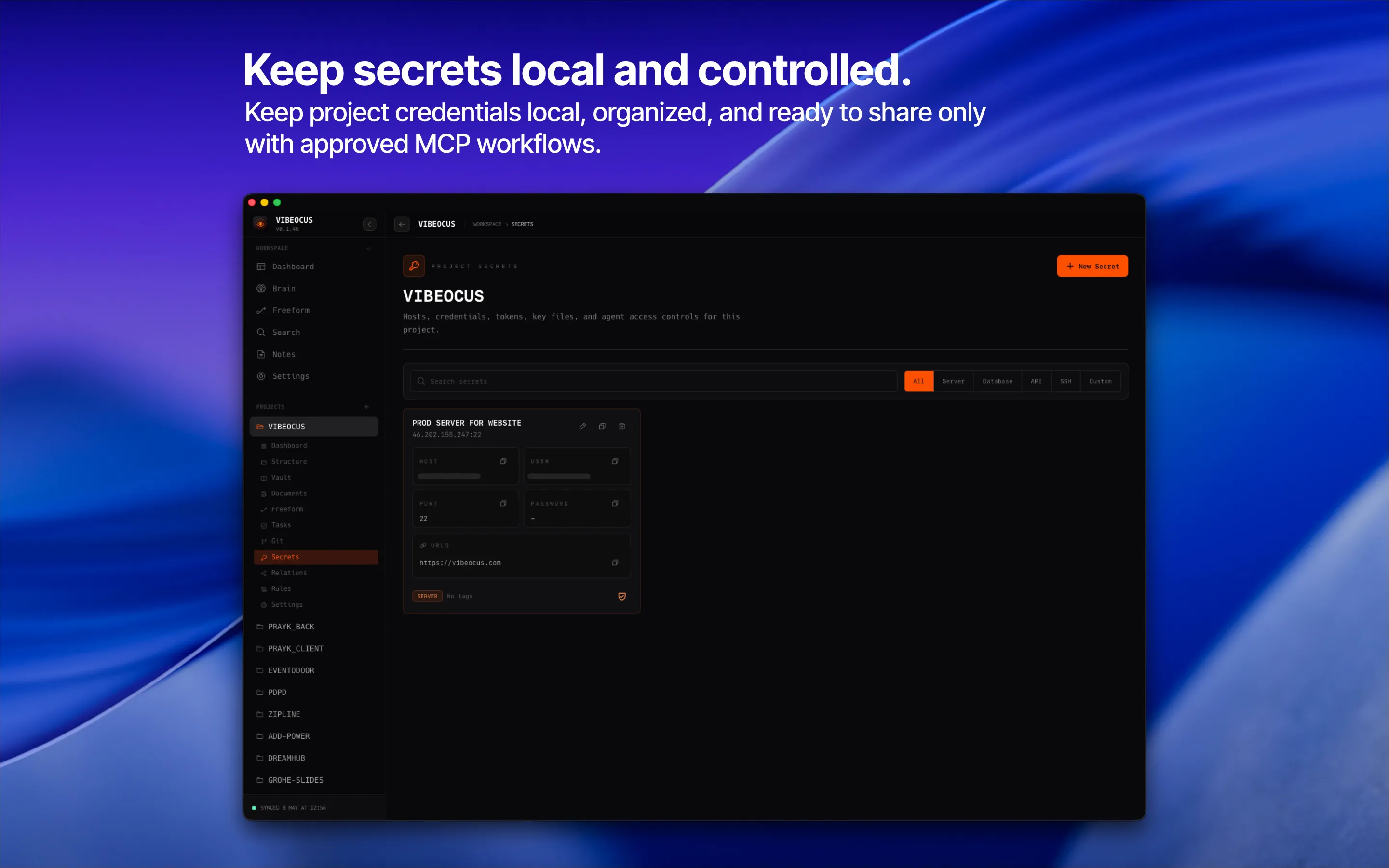 Secrets screenshot